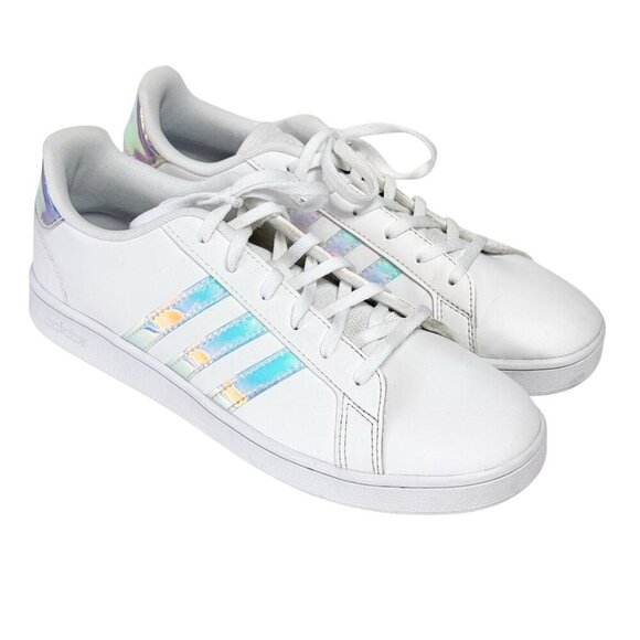 ADIDAS White Blue Iridescent GRAND COURT Sneaker FW1274 Shoe Men's Size 7 - Picture 5 of 9
